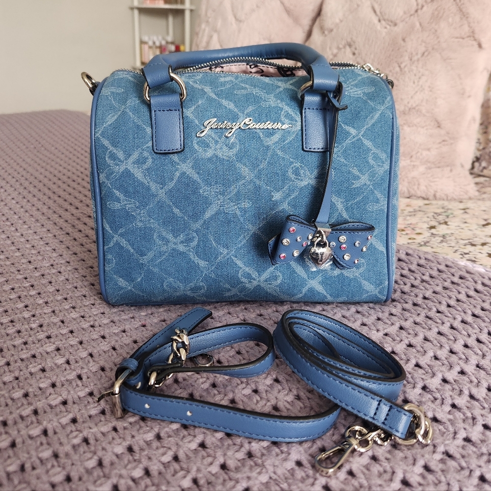 Juicy Couture Denim Blue Handbag with Bow Accent - Picture 4 of 4